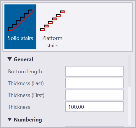 Stairs parameter settings