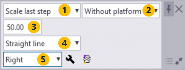 Contextual toolbar for turning stairs